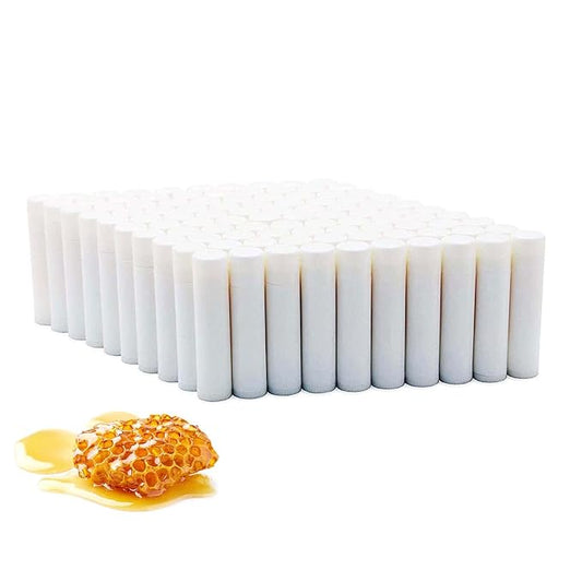 Natural Honey Lip Balm Bulk, Unlabeled Filled, 100 Pack | Add Your Own Labels For Party Favors, Gift Baskets, or Business Branding. For Men, Women, and Children