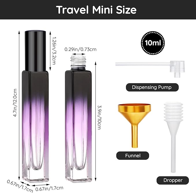 Segbeauty 0.34oz Empty Perfume Bottle, 5 Pack Glass Spray Bottles Travel Perfume Atomizer Sprayer Refillable Atomizer, Travel Size Spray Bottle, 10ml Portable Cologne Dispenser with Refill Tool Kit