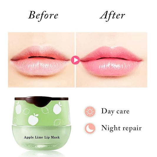 1PCS Lip Balm Honey Lip Balm, Honey Pot Lip Balm Sleeping Lip Mask with Brush, Hydrating & Prevention Dry and Cracked, Lip Scrubs Exfoliator & Moisturizer