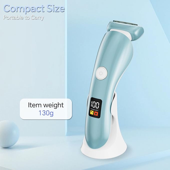 Electric Shaver for Women, Bikini Trimmer Wet & Dry Use, Body Hair Removal, Electric Razors for Leg Armpit Public Painless, Cordless Rechargeable Trimmer, Detachable Head, with LED Light