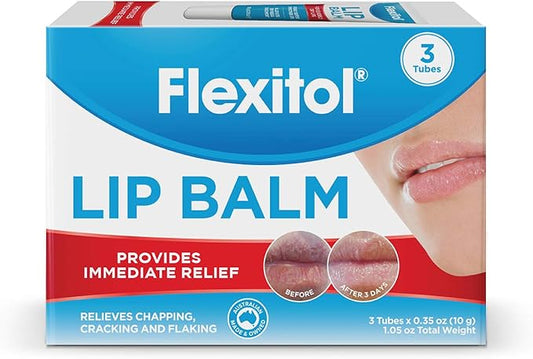 Flexitol Lip Balm, 0.35 Ounce Tube, Cream White, 3 Count (Pack of 1)