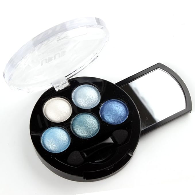 Mallofusa Portable 5 Colors Eye Shadow Palette Trendy Eyeshadow Powder Glitter Makeup Metallic Shimmer Charming Highlight Look (Ice Age) 4.7oz