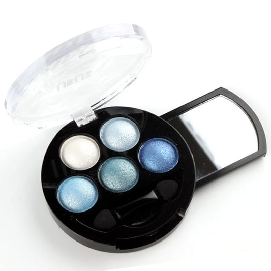 Mallofusa Portable 5 Colors Eye Shadow Palette Trendy Eyeshadow Powder Glitter Makeup Metallic Shimmer Charming Highlight Look (Ice Age) 4.7oz