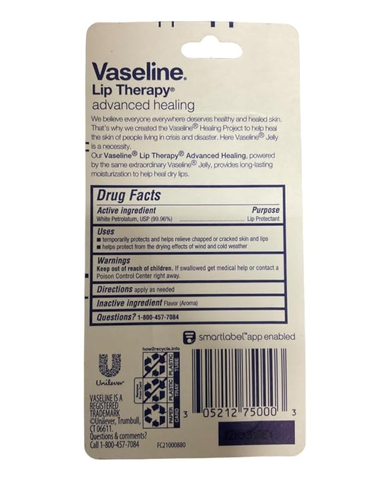 Vaseline Lip Therapy Petroleum Jelly Advanced - 0.35 oz Each/Pack of 3