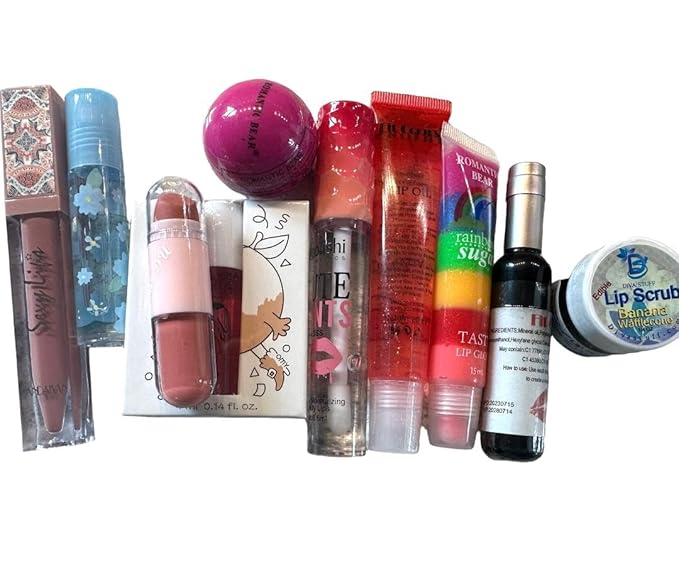 Diva Stuff Pink Lip Kit, 10 Lip Products Chosen At Random, Some Clear and Sheer and Some in Shades of Pink