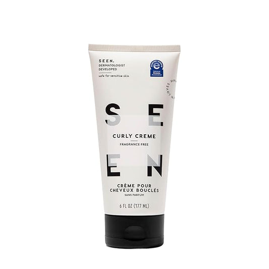 SEEN Curly Creme, Fragrance Free - Non-Comedogenic & Sulfate Free Curl Defining Styling Hair Cream- Anti Frizz- Heat Protectant- Safe for Sensitive Skin