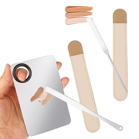 Makeup Mixing Palette, 5 Piece Set Makeup Palette Tray, Foundation Mixing Palette with Stir Stick, Spatula for Foundation Eye Shadow Lipsticks