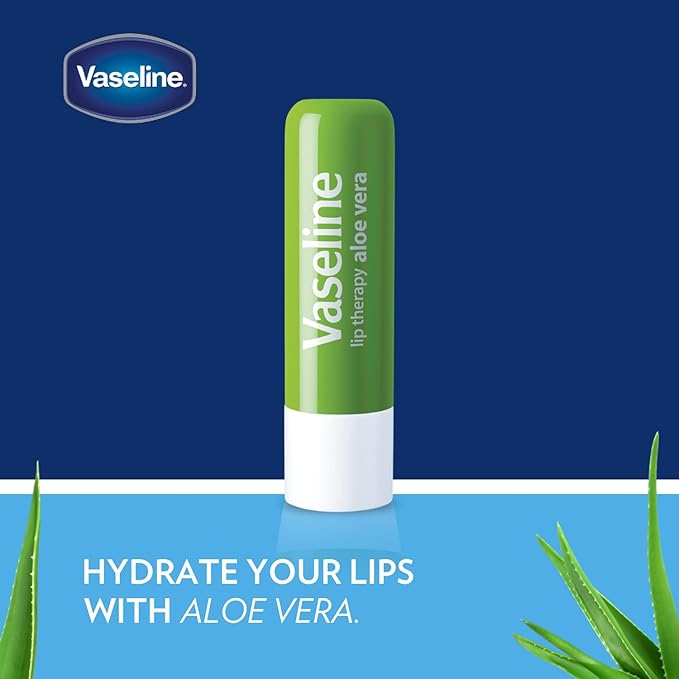Vaseline Lip Therapy Aloe Fresh - Hydrating Lip Balm Pack, Vaseline Stick, Lip Moisturizer for Dry Lips, 0.16 Oz Each (Pack of 8)