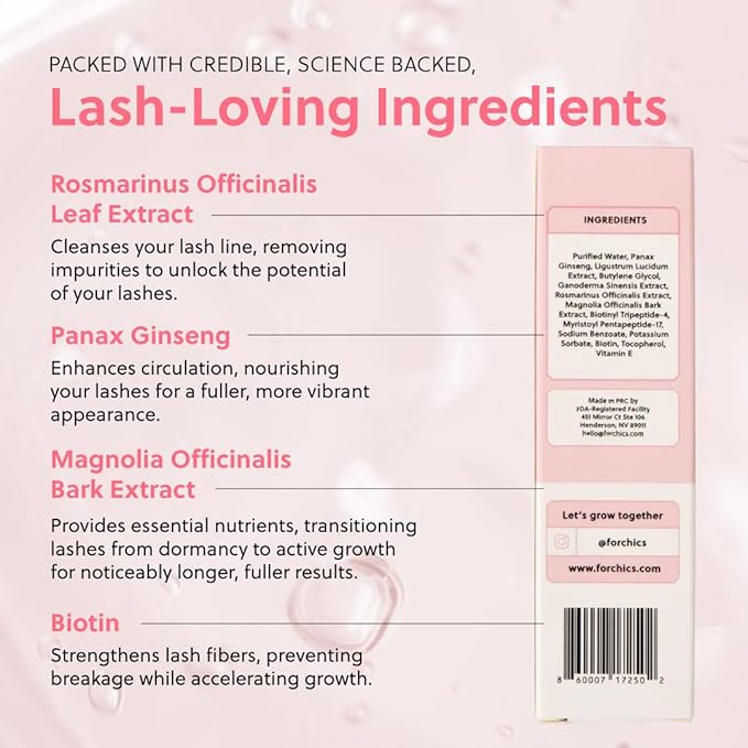 ForLash by ForChics: 2 Pack Ultimate Eyelash Hormone-Free Growth Serum for Enhanced Fuller, Thicker, Longer Lashes - Regrowth Booster, Organic Formula, Vegan & Cruelty-Free