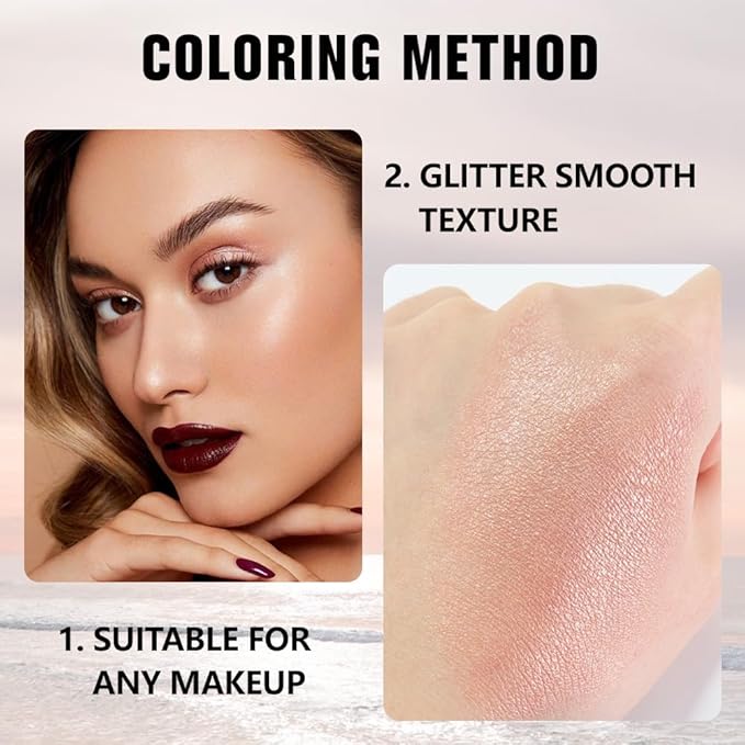 evpct Dusty Pink Champagne Single Eyeshadow Palette, Rose Gold Ice Pink Nude Glitter Cream Eye shadow Palette Singles Brightener Makeup for Older Women, High Pigment Waterproof Monochrome Eyeshadow