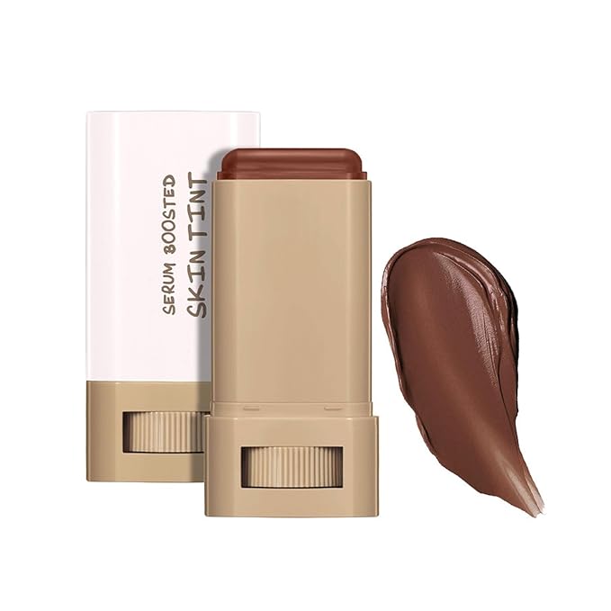 Multi-Use Foundation Stick Beauty Balm Serum Boosted Skin Tint, On-The-Go Tinted Solid Serum, Lightweight and Buildable Creamy Skin Tint Stick Makeup, Natural Finish(01#)