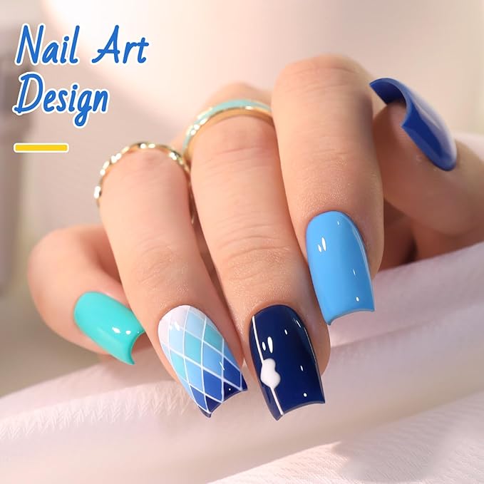 Double Rhythm 6 Pcs 15 ML Gel Polish Set Same Color Same Bottle Soak Off Gel Polish Kit Nail Art Manicure Salon DIY at Home for Women (Light Blue Dark Navy Teal-T6-14)