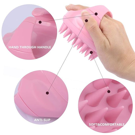 3 Pcs Silicone Scalp Massager & Shampoo Brush, Handheld Scalp Scrubber Cleansing Brush for Shower