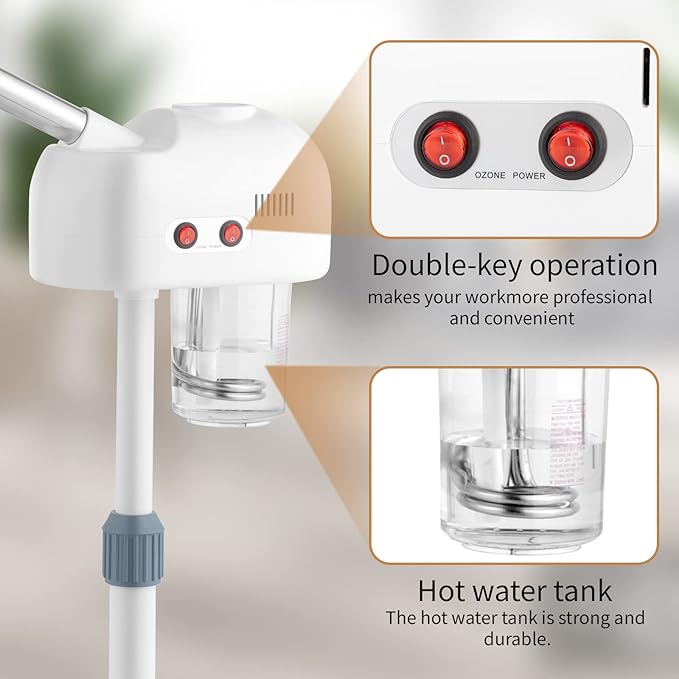 Winado 2 in 1 Facial Steamer with 5X Magnification Light, Deep Cleaning for Personal Skin Care, Beautician Steamer Professional Humidifier Facial Spa Mist Steam for Home & Beauty Salon, White