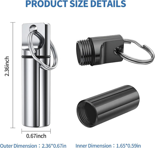 5 Packs Pill Case Keychain, Aluminum Alloy Mini Portable Pill Bottle, Waterproof Keychain Pill Holder for Purse, Pill Holder with Keyring for Outdoor Camping Travel(5 Colors)