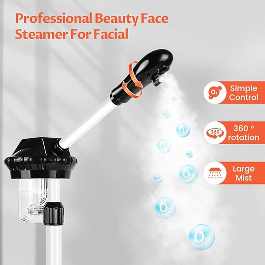Professional Facial Steamer, Stand on Wheels Face Steamer, SPA Ozone Nano Steamer for Facials