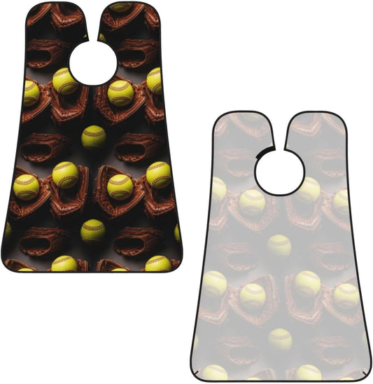 Waterproof Grooming Apron, Non-Stick Beard Bib with Suction Cups, for Retro Vintage Sports Softball Ball