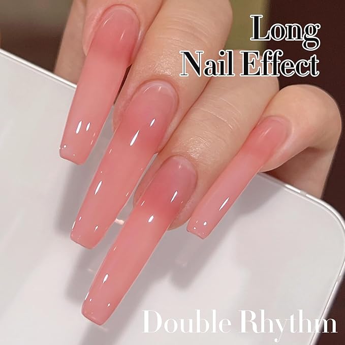 Double Rhythm 0.5Oz Translucent Gel Polish Sheer Neutral Natural Light Milky Same Color Same Bottle 15ML Jelly Gel Polish Art DIY at Home (Pink Rose-A1382)