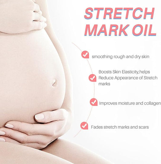 Stretch Mark Pregnancy Massage Oil, Stretch Mark Oil, Skincare Oil for Improve Stretchmarks, Pregnancy Skin Care Fade Stretch Marks, Body Moisturizer for Dry Skin, First Time Mom Gift 30 ml