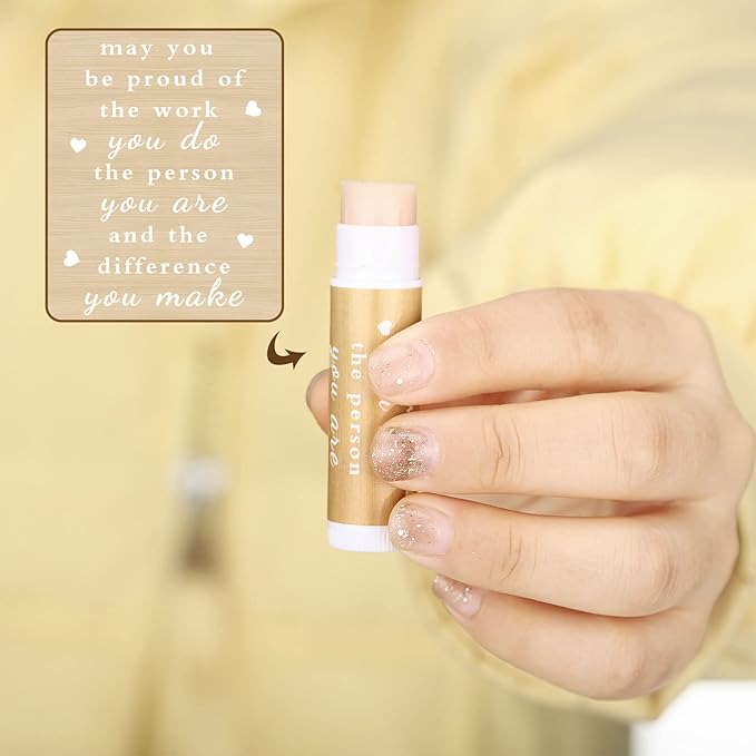 Demissle Thank You Gifts for Coworker Lip Balm Bulk Set Inspirational Appreciation Gifts Leaving Farewell Gifts Vanilla Ingredients Lips Care Products for Friends Teacher Worker Employee (24 Pcs)