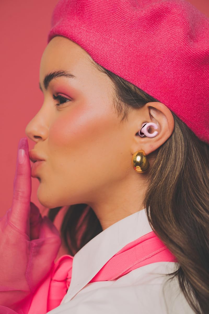 Hush Hoops Ear Plugs, Ultra-Soft Reusable Silicone Plugs with Horseshoe Shape for Comfort, Designed for Sleep and Sound Suppression, 17dB (NRR) Noise Reduction Rating, Pink, 1 Pair with Travel Case