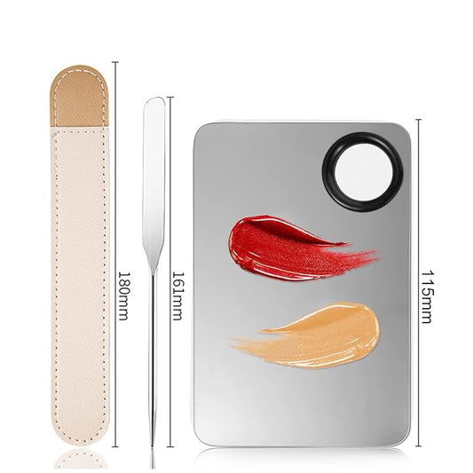 Makeup Mixing Palette, KissDate Korean Spatula Makeup Palette with Foundation Spatula, Stocking Stuffers Christmas Gifts for Women Stainless Steel Picasso Makeup Spatula Mixing Tray Makeup Mixer