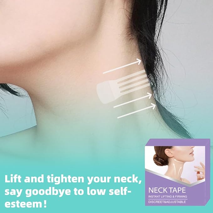 FHH Neck Lifting Tape, Lifting Invisible, Lift Sagging Skin, High Elasticity and Breathability, Suitable for Neck, Face and Jaw (4 Tapes + 20 Patches) A