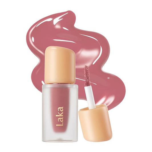 Laka Fruity Glam Lip Tint Mini, Glowing Lip Stain with Wide Color Spectrum, Hydrating & Lightweight Texture, Long-Lasting Bold Stain, Non-Sticky, Vegan, K-Beauty (#124 Maro)