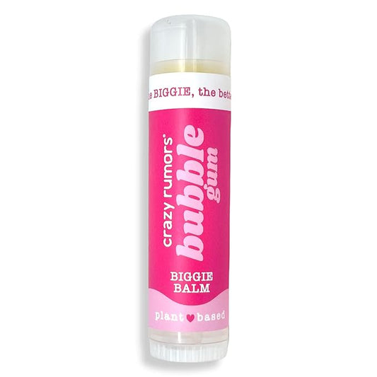 Crazy Rumors Biggie Bubble Gum Flavored All Natural, Plant Based Lip Balm to Moisturize and Nourish your Lips - Bubble Gum Tube 0.6 oz (4x Larger than standard 0.15 oz lip balm)