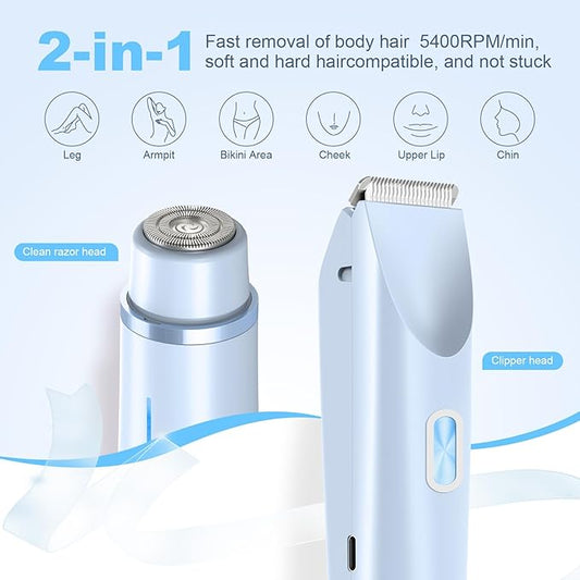 2025 New Bikini Trimmer for Women,Dermave Bikini Shaver,2-in-1 Electric Razors for Women(Blue)