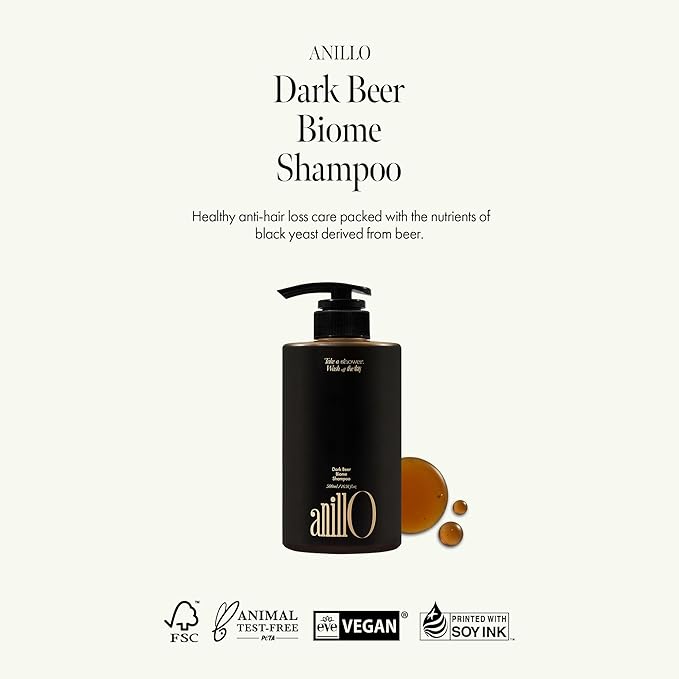 Dark Beer Biome Shampoo - Vegan Anti-Hair Loss Sclap Care with Caffeine & Green Mint Complex for Thicker Stronger Hair- Deep Cleansing, Oil Control & Cooling Effect, Sulfate-Free 500 ml / 16.9 fl oz