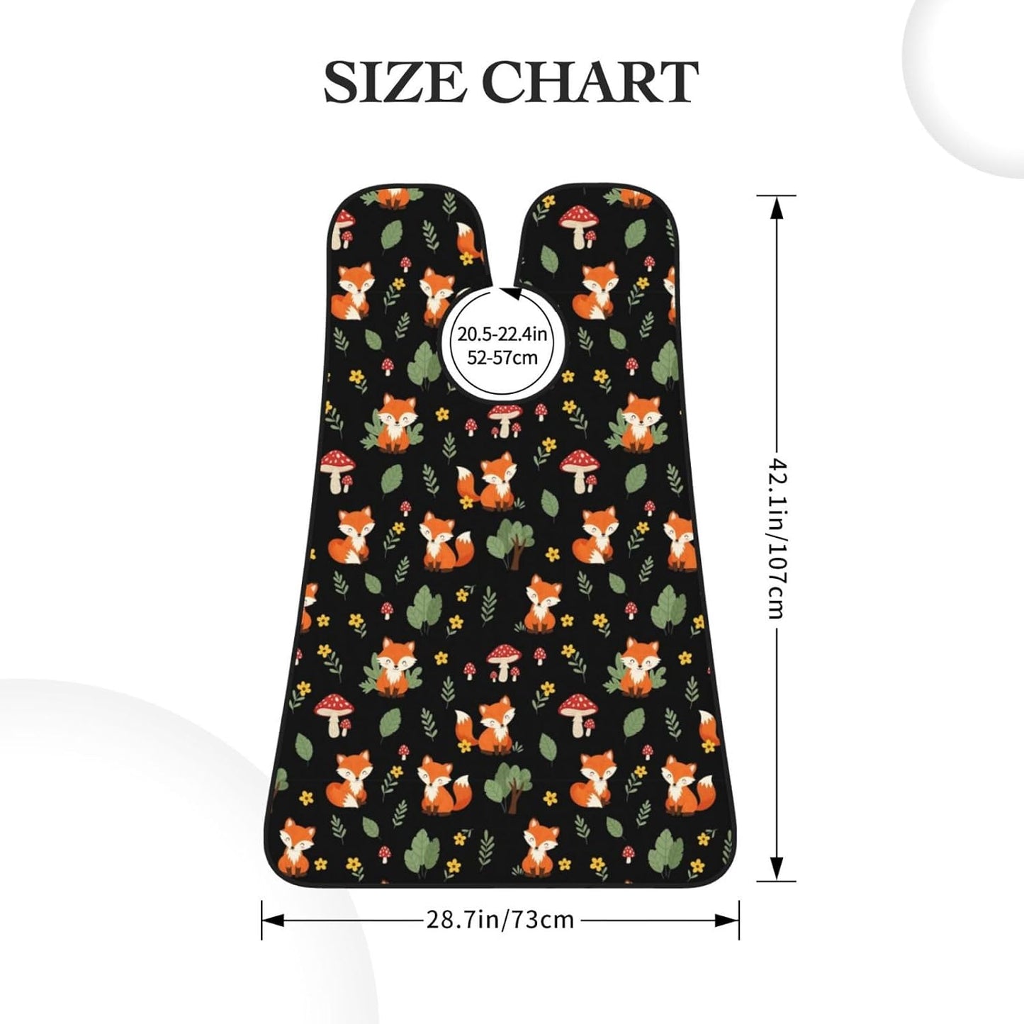 Beard Bib with 3 Suction Cups, Non-Stick Waterproof Hair Catcher Apron, Men's Shaving Essential for Grooming, Red Mushroom Green Leaves Flowers Floral Fox Black Shave Bib