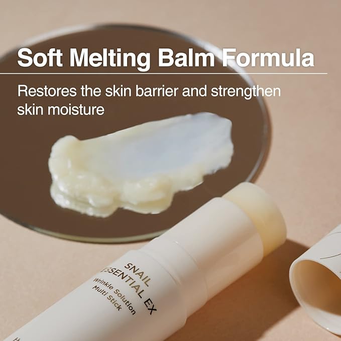 THESAEM Snail Essential EX Wrinkle Solution Multi-Purpose Balm Stick – Anti Aging & Moisturizing – Face & Eye Treatment – With Snail Collagen & Honey for Moist Glow, 0.4oz. 2 Pack
