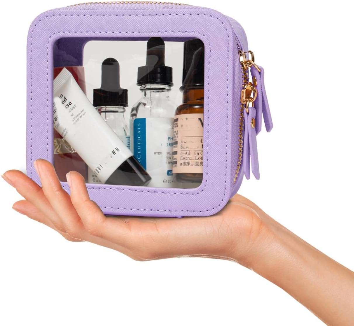 Travel Clear Makeup Bag Set, TSA Approved Cosmetic Bag Case with Zipper Portable Makeup Pouch Toiletry Bag Women Traveling Cosmetic Organizer Storage Bag Car Organizer Car Essentials for Women