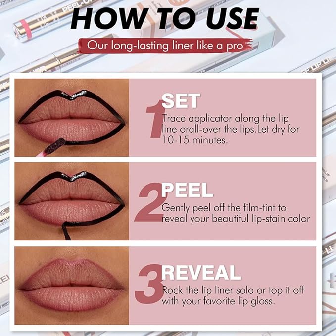 Matte Lip Gloss Stain-Peel Off Lip Liner Tattoo, Brown Lip Tint，Long Lasting Peel Off Lip Stain, Waterproof Transfer-proof Lip Mask Lip Liner Peel Off Lip Gloss,Stayn Lip Makeup. #02