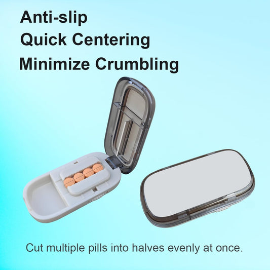 Pill Cutter for Cutting Multiple Pills, Adjustable 1/2 Pill Cutter Splitter for Small and Tiny Pills, with Centering Device, Improved Blade, Storage Organizer
