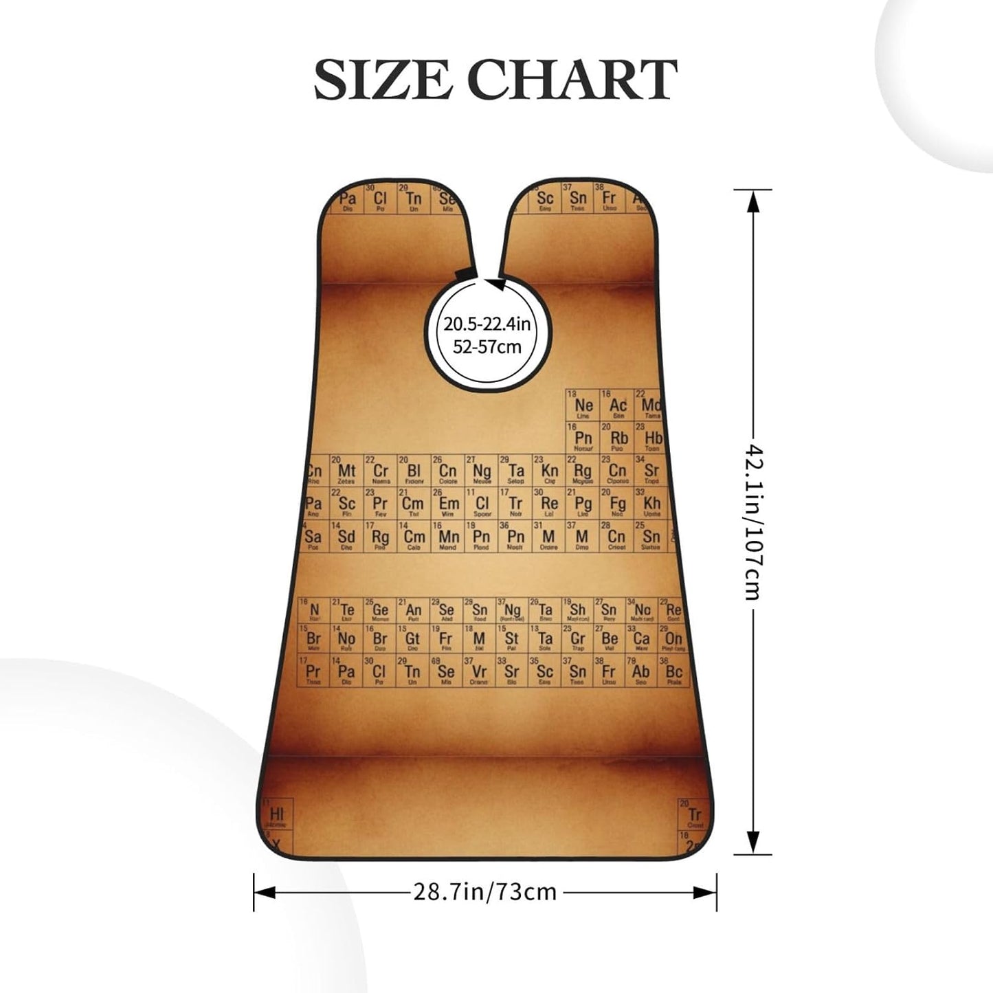 Adjustable Beard Bib, Non-Stick Hair Catcher Cape for Men's Shaving, Waterproof with 2 Suction Cups, Retro Vintage Map Periodic Table of The Elements Shave Bib