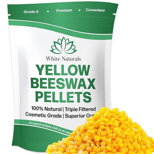 Yellow Beeswax Pellets 1lb (16oz), Pure, Natural, Cosmetic Grade, Organic, Bees Wax Pastilles, Triple Filtered, Great For Candle Making, Soap, Food Wrap, DIY Lip Balms, Lotions