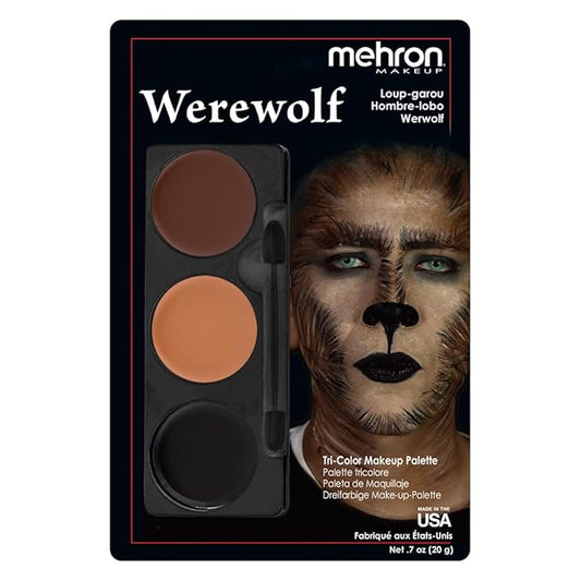 Mehron Makeup Tri-Color Character Makeup Palette | Halloween, Special Effects and Theater Cream Makeup FX Palette | Face Paint Makeup .7 oz (20 g) (WEREWOLF)
