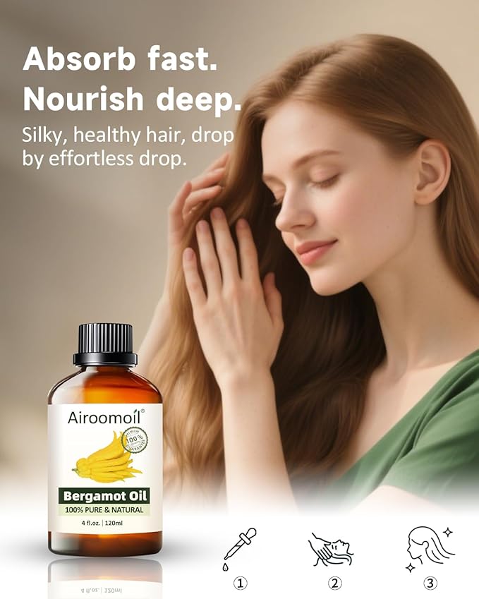 Bergamot Essential Oil Pure Citrus Oils Aromatherapy for Natural Reed Diffuser & Soap Making Fall Scents Room Spray Skin 4 Fl Oz