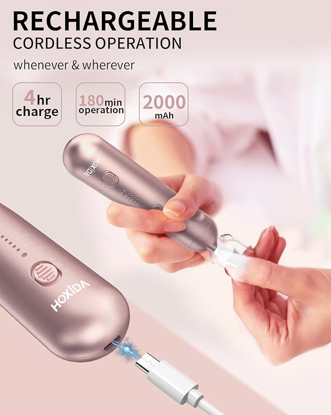 Cordless Electric Nail File Set, Rechargeable Pedicure Tools for feet, Professional Manicure Pedicure Kit 5 Speeds Hand Foot Care Nail Drill for Thick Nail Toenail Cuticle Women Men Pets