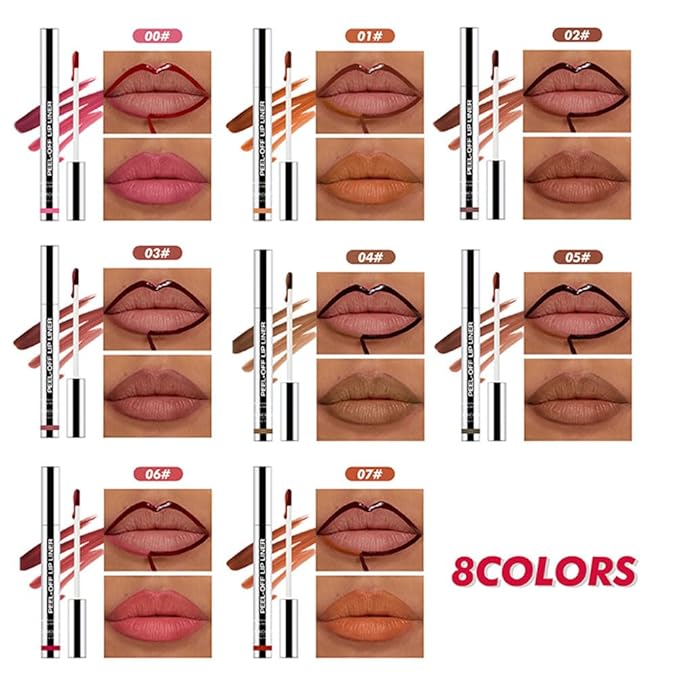 Matte Lip Stain Peel Off Lip Liner, Orange Brown Peel Off Lip Stain Tattoo,Long Lasting & Waterproof Peel Off Lip Gloss Lip Liner,Transfer-Proof All Skin Types.0.12 fl oz #01