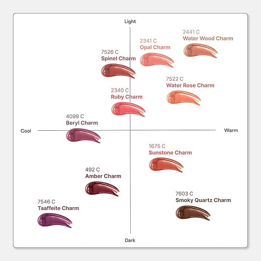 ENTROPY Makeup 2-in-1 Charm Shiny Glowy Lip & Cheek Gloss Tint Keychain, High Pigment Glossy Lip Color & Plumping Gloss, C1 Opal Charm