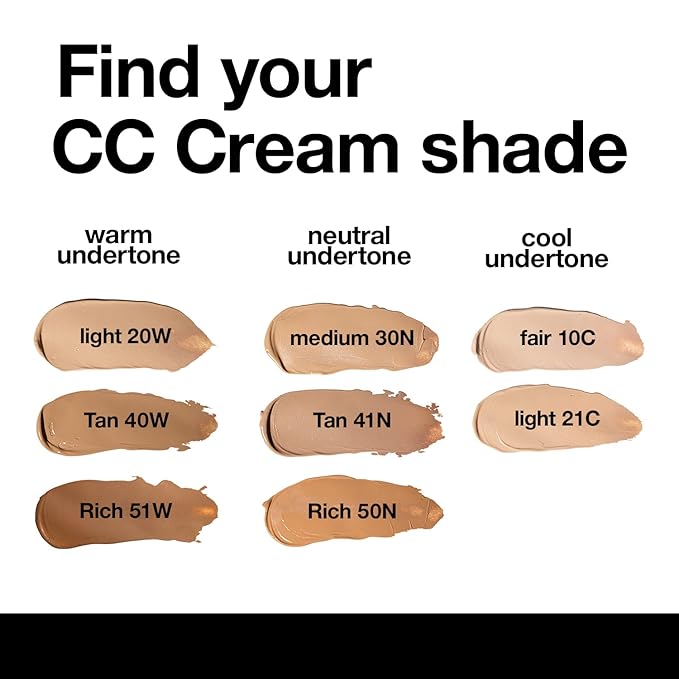 Palladio Full-Coverage Color Correction CC Cream, Oil-Free with Peptides & Vitamin C, Best for Correcting Redness and Uneven Skin Tone, Buildable Foundation Coverage (Fair 10C)