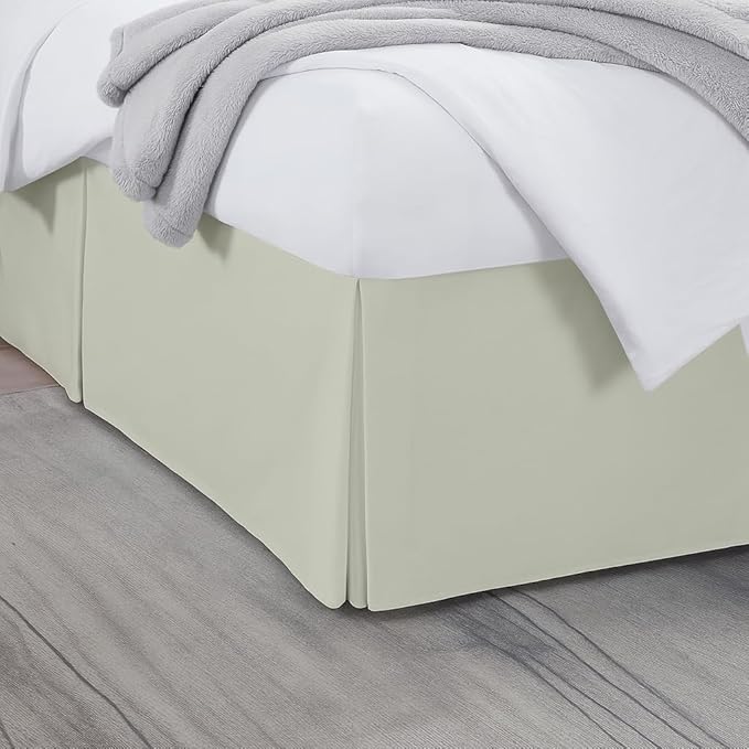 Queen Bed Skirt, Luxury 18 Inch Drop Ivory Pleated Bed Skirt, Double Brushed Microfiber, Box Pleat Design, Wrinkle & Fade Resistant, Easy Fit Tailored Bedskirt for Queen Size Beds