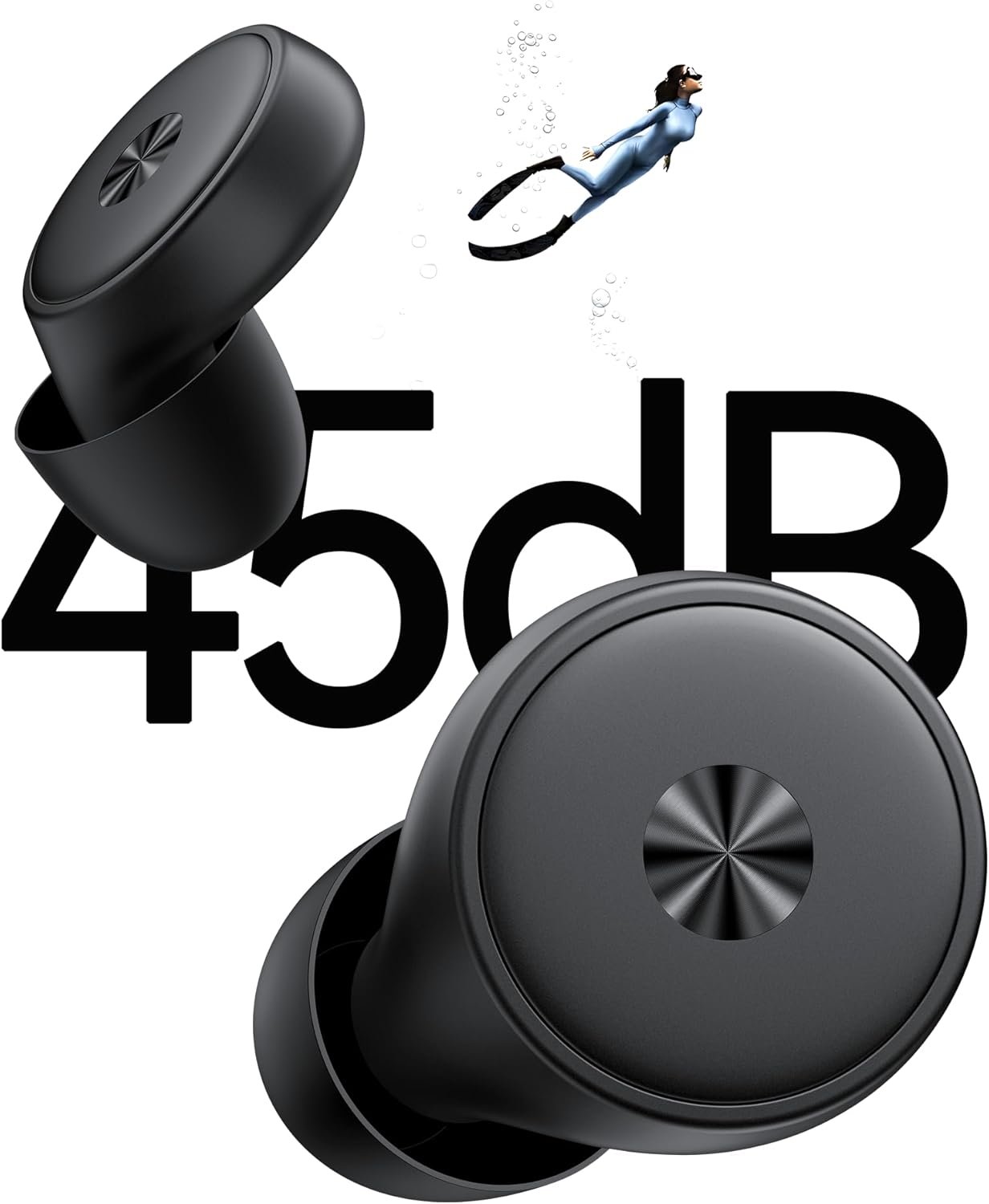 Ear Plugs for Sleeping 0.1Oz UltraComfy, 45dB Noise Reduction Ear Plug For Ear Protection with 8 Tips, Reusable Noise Cancelling Ear Plugs for Concerts, Focus, Snoring, Earplugs With Case Black