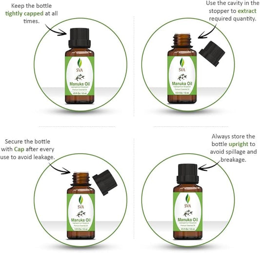 SVA Manuka Essential Oil – 1/3 Fl Oz – 100% Natural Manuka Oil - for Diffuser, Hair Care, Face, Skin Care, Aromatherapy, Scalp and Body Massage, Soap and Candle Making