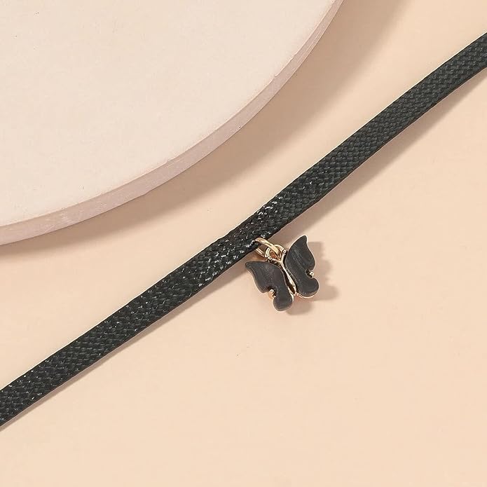 Vintage Black Choker Necklace Chain Goth Leather Choker Butterfly Pendant Necklace Velvet Choker Punk Necklace Rock Statement Butterfly Necklace Charm Jewelry Gift for Women and Girls