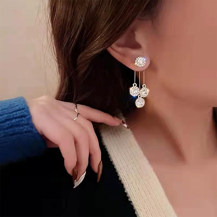 Vintage Crystal Chandelier Drop Earrings Rhinestone Ball Dangle Earrings Gold Rhinestone Stud Earrings Sparkle Bridal Chandelier Earrings Jewelry for Women