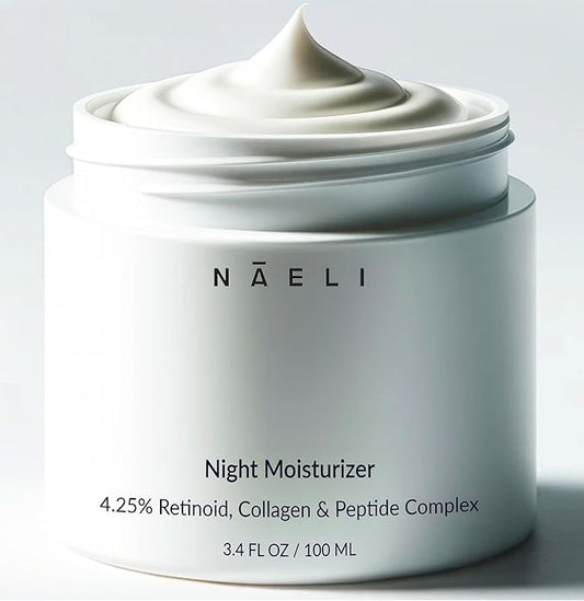 Retinoid Cream - 4.25% Retinol Night Moisturizer for Face & Neck with Collagen, Peptides & Hyaluronic Acid - Anti Aging Wrinkle Cream, Improves Skin Tone & Texture, 3.4 oz